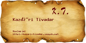 Kazári Tivadar névjegykártya